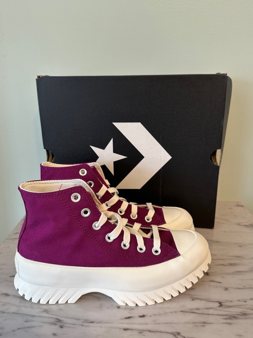 Converse CTAS Lugged 2.0 Hi Mystic Orchid Platform Sneakers W7 M5 NWB - Picture 2 of 10